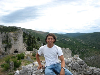 zach on the ruins of the fortress of herceg stjepan above blagaj, near mostar