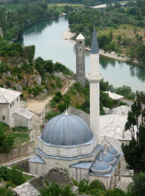 clock tower and mosque at pocitelj, near mostar