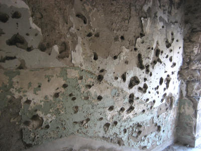 interior stairwell in apartment building, mostar