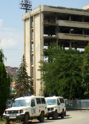 UN trucks are everywhere in Prishtina