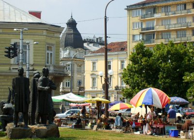 antique sellers on the sidewalks of sofia