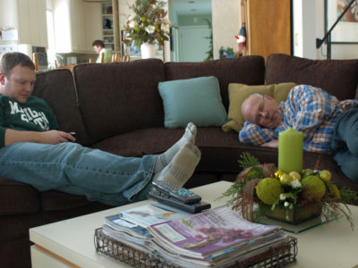 Brad and Dad on the couch