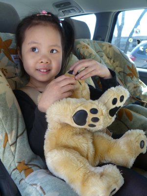 歡歡把班寵物熊 Cuddles 帶上車