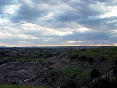 badlands of North Dakota at dusk