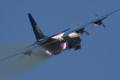 JATO takeoff C-130 Fat Albert from the Blue Angels