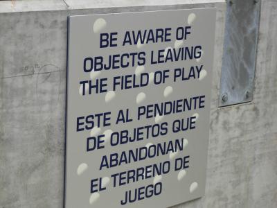 Sign in the Dugout Area to Advise Re Foul Balls