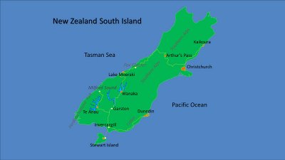NZ Map of the South Island