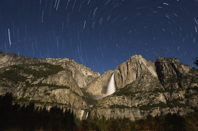 Yosemite Falls under Super Moon