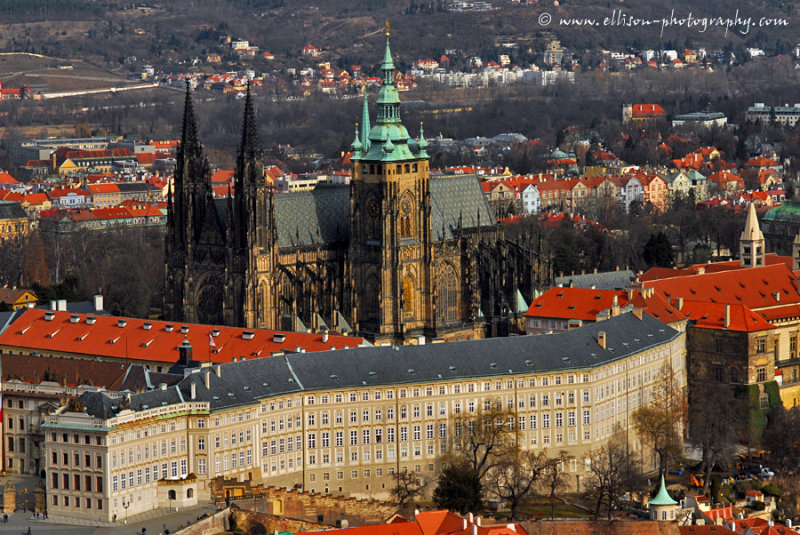 St Vituss Cathedral and Prague Castle from Petřn Hill