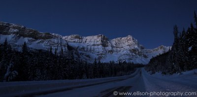 First morning sunlight just hitting the mountain top