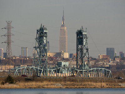 Train Bridge Framing the Empire State Building
