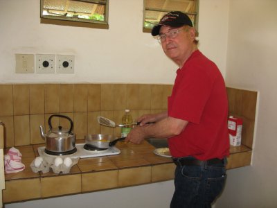 A kettle and eggs - fine breakfast in Africa