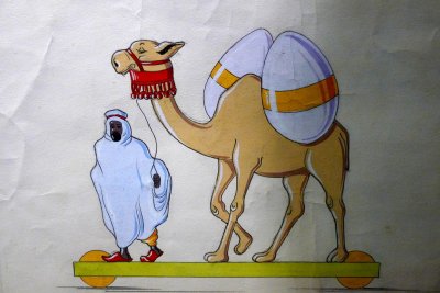 A camel brings gifts for Easter .......!! There 's something that contrasts.......