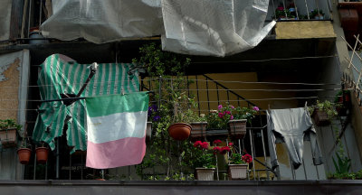 Economic contrasts ....!!!!!!! The Italian flag is a little run down........
