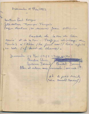 15 avril et 27 mai 1962 : visite de Paul Nougué et de la famille Borneuf