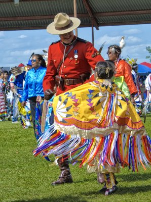 RCMP taking Tribal Dance Lessons