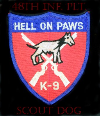 48th IPSD Hell on Paws patch designed by Jim Roy, Vernon Whybrew, Richer Taylor, Joe Morin, & Tom Brady. Nov 1966