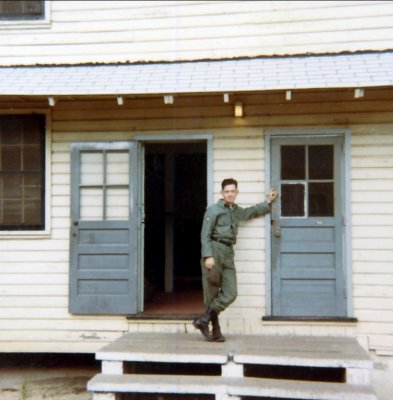 Jim Roy at barracks after leave at Scout Dog school area
