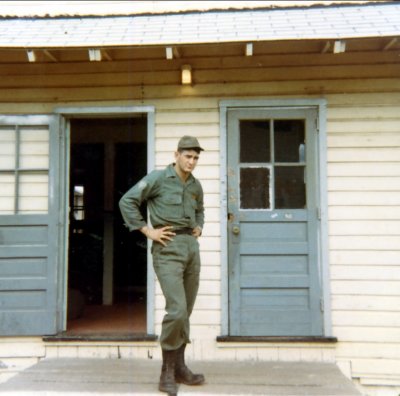 Paul Willey after leave at Scout Dog school barracks