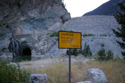 Sign reads: Danger - keep away. Tunnel will flood without warning