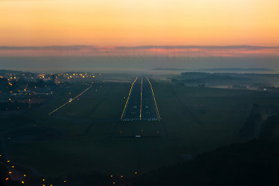 Luxembourg, runway 06 at sunrise