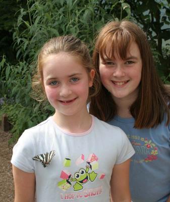 Hailey & Sydney with a Zebra Swallowtail (Eurytides marcellus)