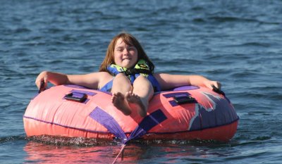 Sydney relaxed for tubing