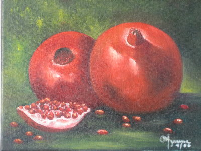 POMEGRANATES 8X10 Oil on canvas  SOLD T.Rodriguez