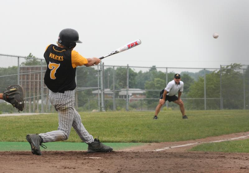 adam hits a double down the left field line