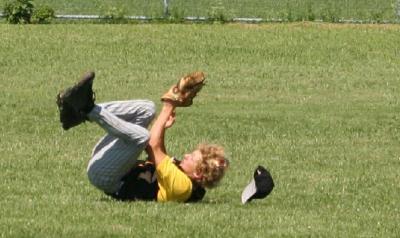 adam dives for a ball in centerfield