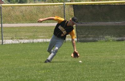 adam fields a ground ball to centerfield