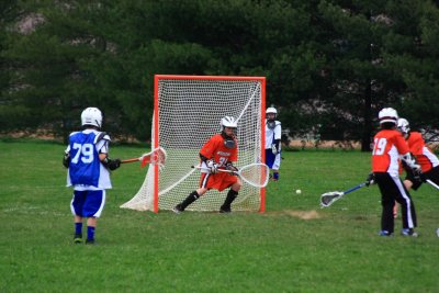 Thomas First LAX Game as Goalie