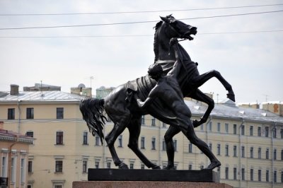 Equestrain statue by Klodt on Anichkov Bridge 