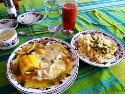 Ajiaco Bogotano with Rice and Fruit Juice.jpg