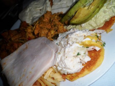 Cachapas Sampling with Pork, Ham, Cheeses, and Chicken - El Budare.jpg