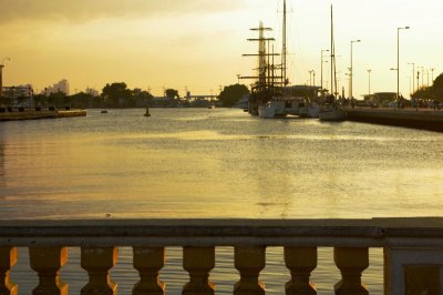 Cartagena Bay with Sailships at Dusk.jpg