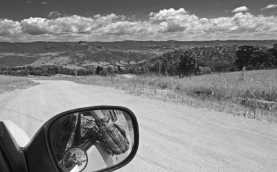 Two Mirrors, One Elbow and the Megalong Valley  B&W