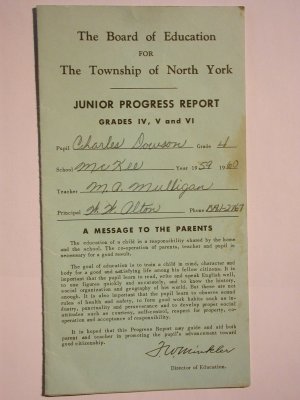 Grade 4 Report Card.