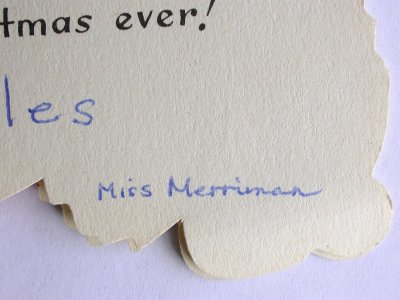Close up Miss Merrimans Signature