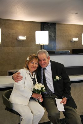 Moshe and Orna: waiting to sign official papers and for their wedding ceremony at the City Clerk's Marriage Bureau in Manhattan