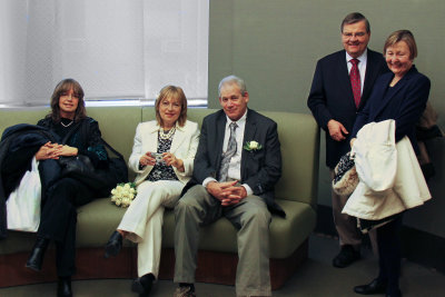 Left to right: Judy, Orna, Moshe, Jack and Mary Ann before the wedding ceremony at the City Clerk's Marriage Bureau in Manhattan