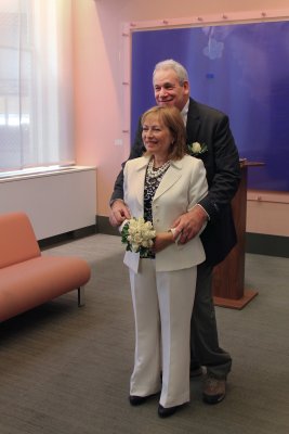 Orna and Moshe in the room where their wedding ceremony took place - at the City Clerk's Marriage Bureau in Manhattan