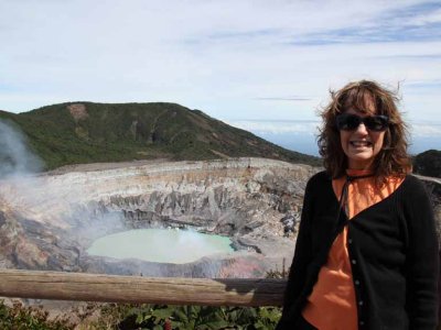 Judy at the Poas Volcano. Poas is an active volcano having erupted 39 times since 1828. Latest eruptive activity was in 2009.