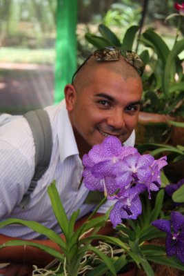 Randall with orchids at the Botanical Orchid Garden. Randall is an award winning orchid grower and a nice guy.