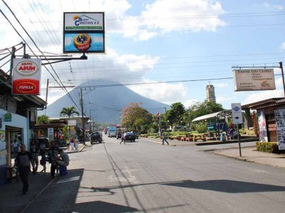 The Arenal Volcano as seen from the small farming town of La Fortuna. The volacano is active.
