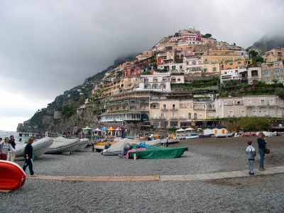 Positano from the beach.  Visited by many painters and writers, such as, Tennessee Williams and John Steinbeck.