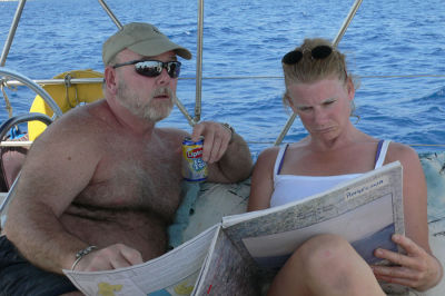Ian and Lennie studying the chart