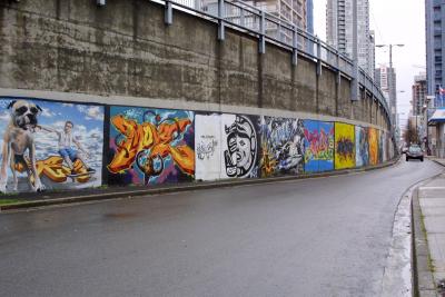 Murals on Granville St. Bridge Off-Ramp to Seymour St.