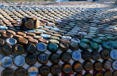 7662- bottle cap encrusted jeep