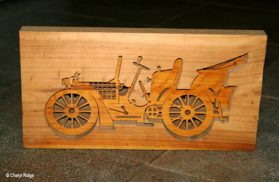 8619- vintage car wood carving